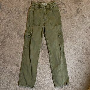 Free People Pants Womens 25 Green Ezra Cargo Pockets Straight Leg Utility Work